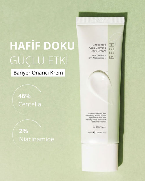 Cildini yatıştır, bariyerini güçlendir🌿 Üstelik cilt hassasiyeti yaratacak hiç bir içerik olmadan😍
%46 Centella, %2 Niacinamide, Ceramide, Squalene ve Cica Derma Complex içeren formülüyle hassasiyeti azaltır, cilt bariyerini onarır ve yoğun nem desteği sağlar.
Günlük olarak tüm cilt tiplerinin kullanımına uygun jel formda hafif dokuyu keşfet!🌱#ciltbariyeri #cicakrem #reshlab