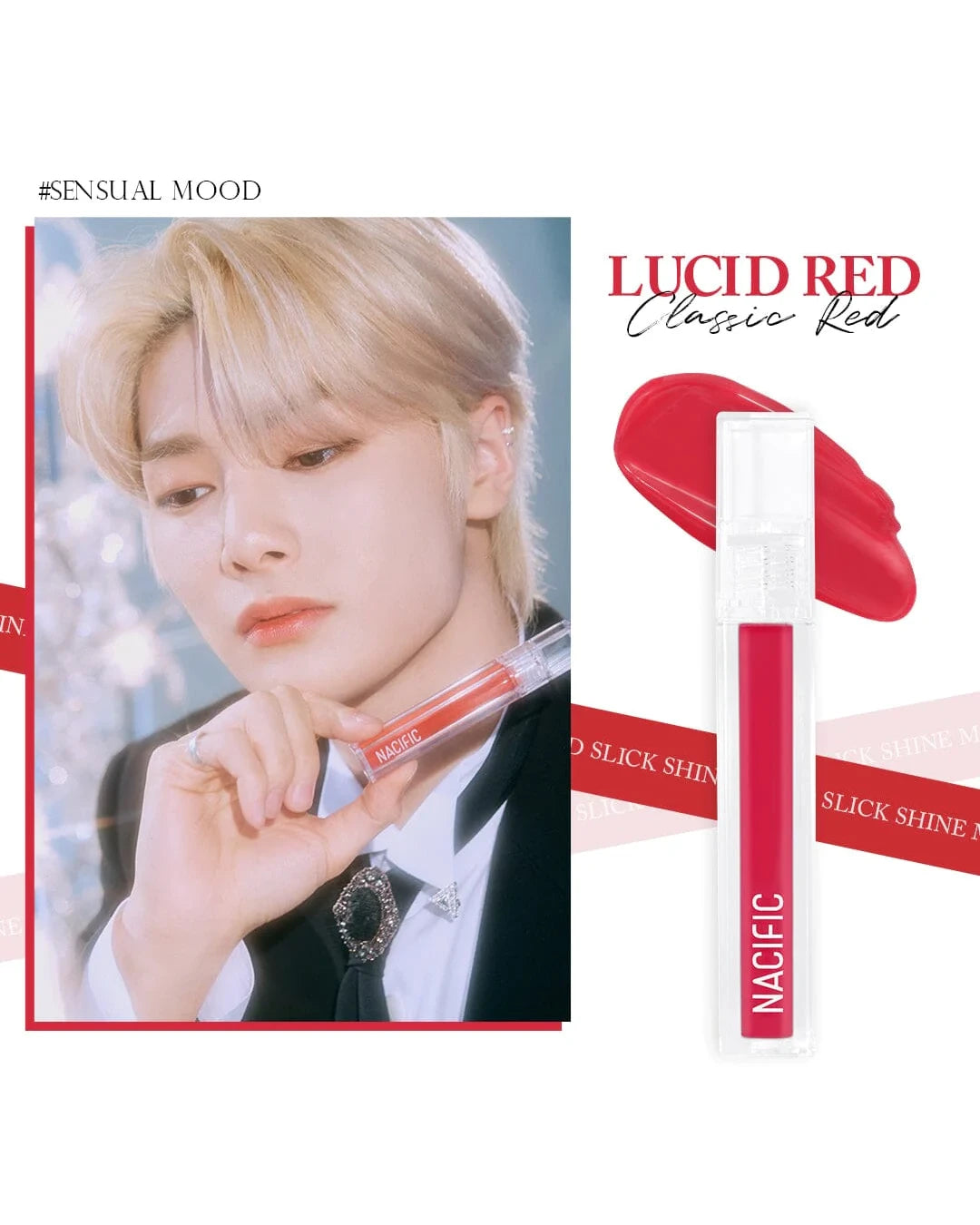 Nacific Shine Your Mood Slick Lip Tint Lucid Red